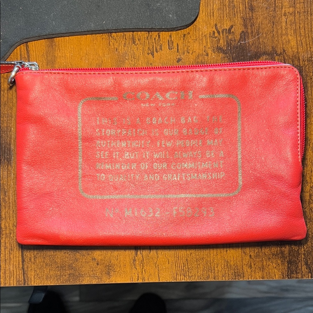 Coach Red Leather Pouch